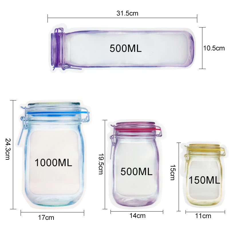 Eco-Mason™ Herbruikbare en Milieuvriendelijke Zip-Jar Bags - Set van 20 stuks