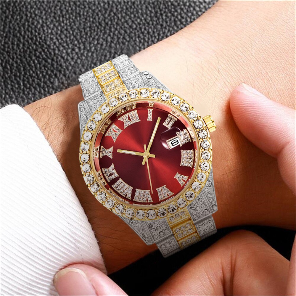 DiamondWatches™ Fully Iced Out Roman Watch